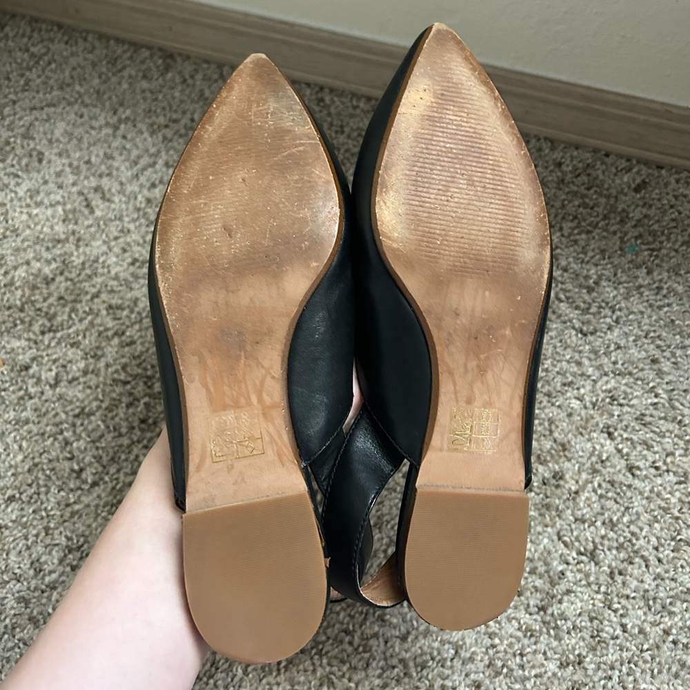 Madewell The Ava Slingback Flat Leather Black Size 7 Women's Business Travel Tan - Picture 6 of 11